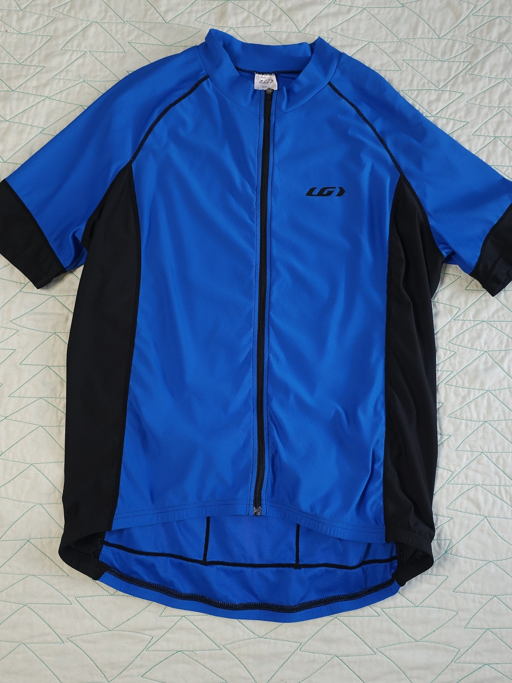 Louis Garneau Blue Cycling Jersey Full Zip Short Sleeve Shirt